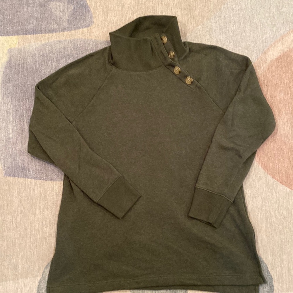 Asymmetric botton neck jcrew sweater